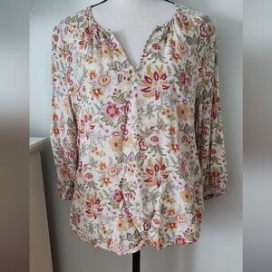 Marina Luna Floral Blouse - Pink, Yellow, Green